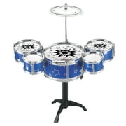 VSFAOV Kids Drum Set, Jazz Drum Kit 5 Drums with Cymbals, Sticks, Drum Throne for Toddlers Little Rockstar Drum Set Toy